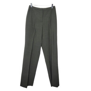 Tahari Wool Blend Pants 6 Green Straight‎ Leg Flat Front Preppy Trouser Career